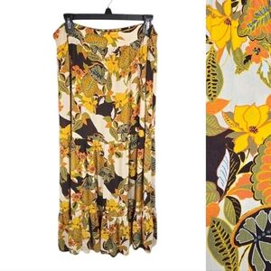 {Jessica Simpson} Retro 1960s Floral Print Maxi Skirt - Size Large